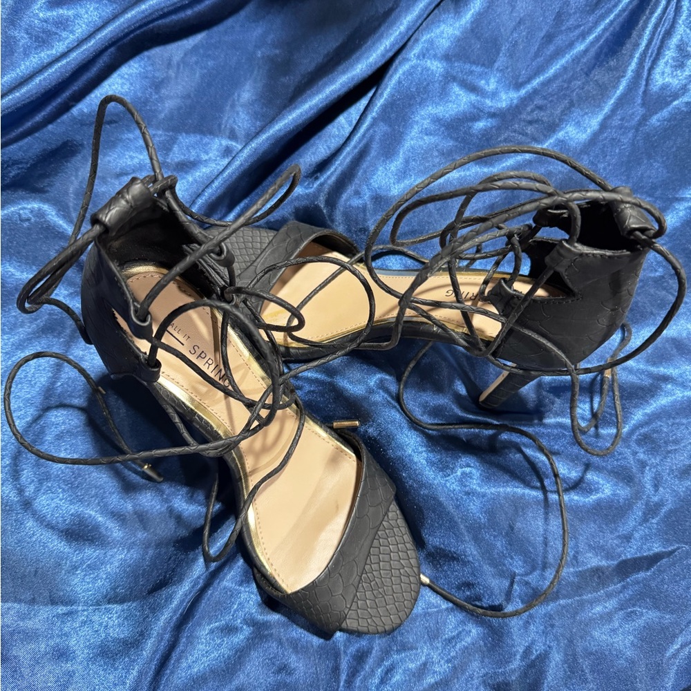 Call It Spring Black Strappy Heels